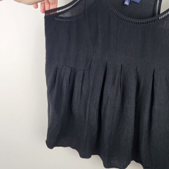 Madewell Black Viscose Lightweight Pleated Racerback Tank Top sz S - Picture 6 of 9